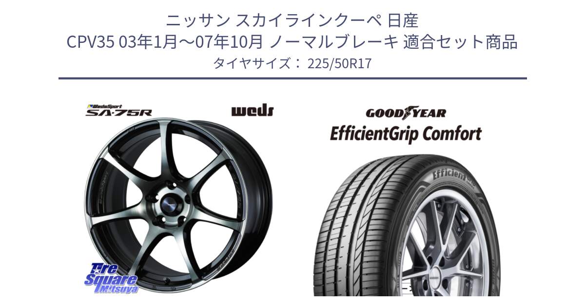 ニッサン スカイラインクーペ 日産 CPV35 03年1月～07年10月 ノーマルブレーキ 用セット商品です。73978 ウェッズ スポーツ SA75R SA-75R 17インチ と EffcientGrip Comfort サマータイヤ 225/50R17 の組合せ商品です。