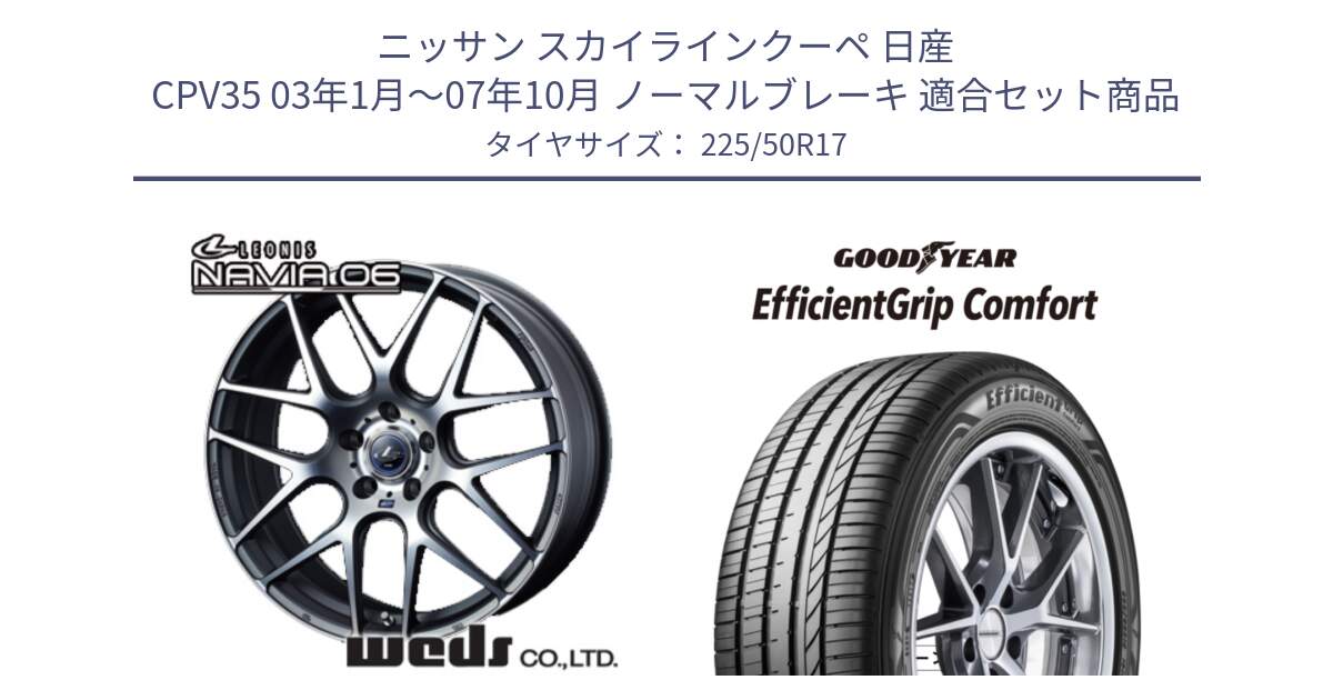 ニッサン スカイラインクーペ 日産 CPV35 03年1月～07年10月 ノーマルブレーキ 用セット商品です。レオニス Navia ナヴィア06 ウェッズ 37614 ホイール 17インチ と EffcientGrip Comfort サマータイヤ 225/50R17 の組合せ商品です。