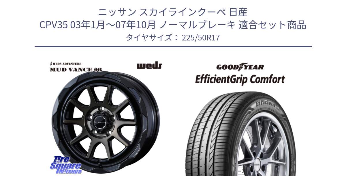 ニッサン スカイラインクーペ 日産 CPV35 03年1月～07年10月 ノーマルブレーキ 用セット商品です。マッドヴァンス 06 MUD VANCE 06 ウエッズ 17インチ と EffcientGrip Comfort サマータイヤ 225/50R17 の組合せ商品です。