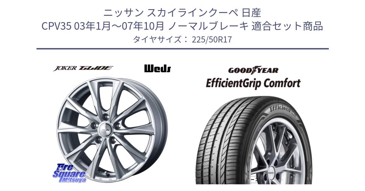 ニッサン スカイラインクーペ 日産 CPV35 03年1月～07年10月 ノーマルブレーキ 用セット商品です。JOKER GLIDE ホイール 4本 17インチ と EffcientGrip Comfort サマータイヤ 225/50R17 の組合せ商品です。