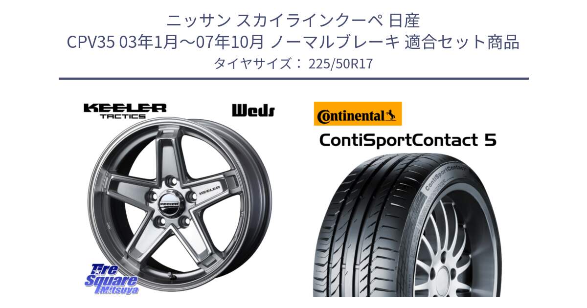 ニッサン スカイラインクーペ 日産 CPV35 03年1月～07年10月 ノーマルブレーキ 用セット商品です。KEELER TACTICS シルバー ホイール 4本 17インチ と 23年製 MO ContiSportContact 5 メルセデスベンツ承認 CSC5 並行 225/50R17 の組合せ商品です。