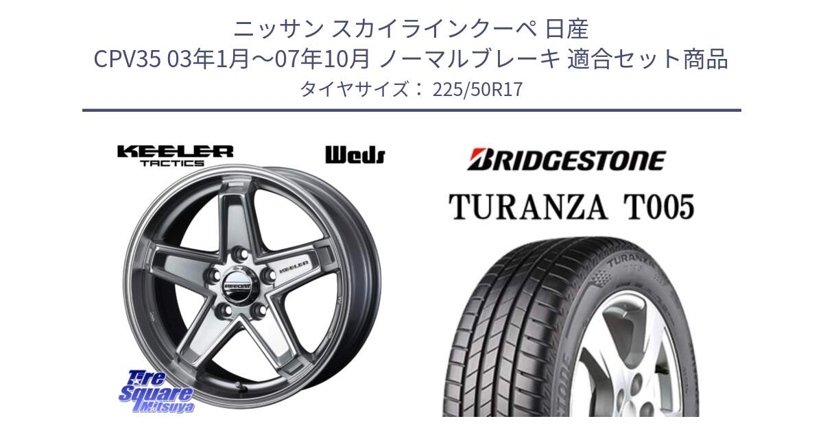 ニッサン スカイラインクーペ 日産 CPV35 03年1月～07年10月 ノーマルブレーキ 用セット商品です。KEELER TACTICS シルバー ホイール 4本 17インチ と 23年製 XL ★ TURANZA T005 BMW承認 並行 225/50R17 の組合せ商品です。