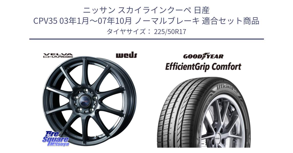 ニッサン スカイラインクーペ 日産 CPV35 03年1月～07年10月 ノーマルブレーキ 用セット商品です。ウェッズ ヴェルヴァチャージ ホイール と EffcientGrip Comfort サマータイヤ 225/50R17 の組合せ商品です。