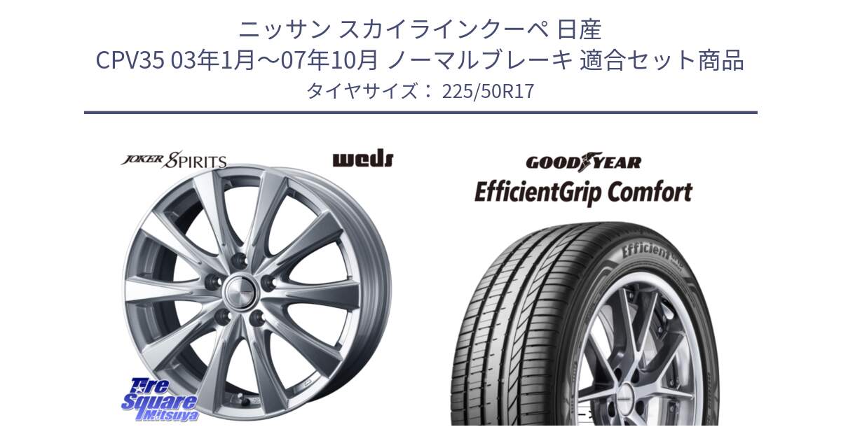 ニッサン スカイラインクーペ 日産 CPV35 03年1月～07年10月 ノーマルブレーキ 用セット商品です。ジョーカースピリッツ ホイール と EffcientGrip Comfort サマータイヤ 225/50R17 の組合せ商品です。