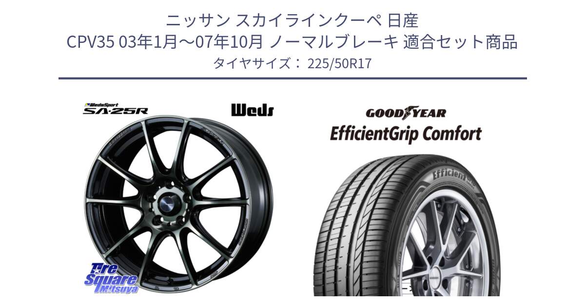 ニッサン スカイラインクーペ 日産 CPV35 03年1月～07年10月 ノーマルブレーキ 用セット商品です。SA-25R WBC ウェッズ スポーツ ホイール  17インチ と EffcientGrip Comfort サマータイヤ 225/50R17 の組合せ商品です。