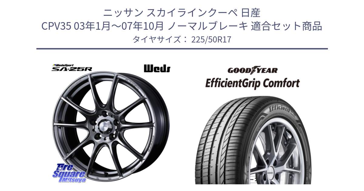 ニッサン スカイラインクーペ 日産 CPV35 03年1月～07年10月 ノーマルブレーキ 用セット商品です。SA-25R PSB ウェッズ スポーツ ホイール  17インチ と EffcientGrip Comfort サマータイヤ 225/50R17 の組合せ商品です。