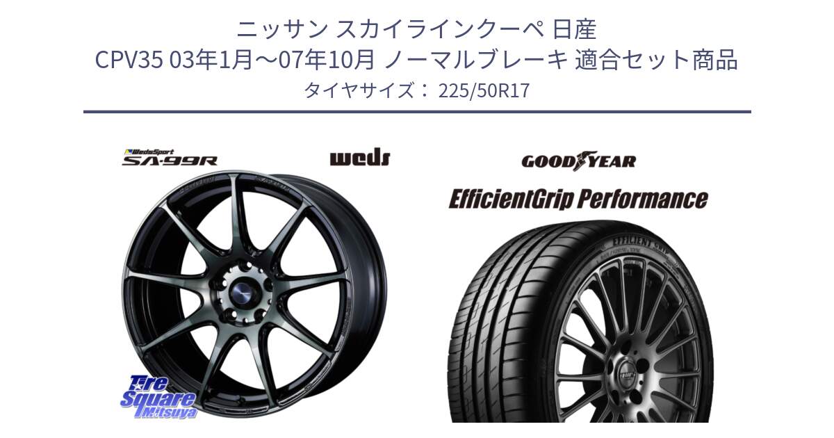 ニッサン スカイラインクーペ 日産 CPV35 03年1月～07年10月 ノーマルブレーキ 用セット商品です。ウェッズ スポーツ SA99R SA-99R WBC 17インチ と EfficientGrip Performance エフィシェントグリップ パフォーマンス MO 正規品 新車装着 サマータイヤ 225/50R17 の組合せ商品です。