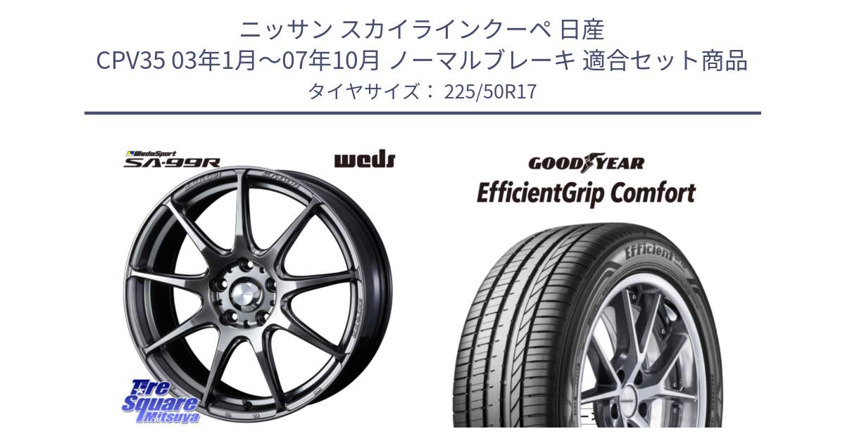 ニッサン スカイラインクーペ 日産 CPV35 03年1月～07年10月 ノーマルブレーキ 用セット商品です。ウェッズ スポーツ SA99R SA-99R PSB 17インチ と EffcientGrip Comfort サマータイヤ 225/50R17 の組合せ商品です。