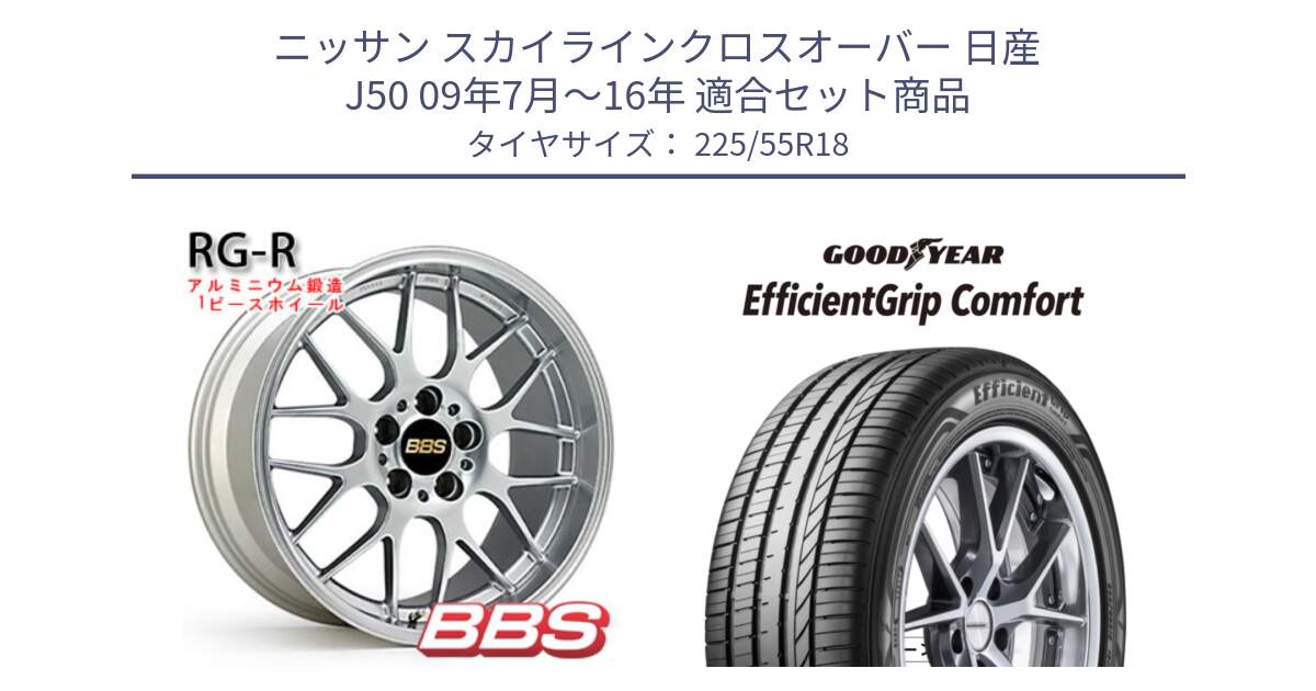 ニッサン スカイラインクロスオーバー 日産 J50 09年7月～16年 用セット商品です。RG-R 鍛造1ピース ホイール 18インチ と EffcientGrip Comfort サマータイヤ 225/55R18 の組合せ商品です。