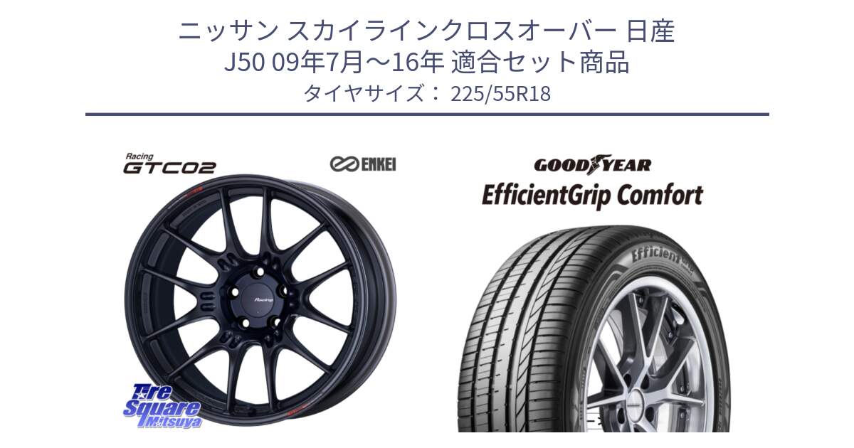 ニッサン スカイラインクロスオーバー 日産 J50 09年7月～16年 用セット商品です。エンケイ RACING GTC02 BK ホイール  18インチ と EffcientGrip Comfort サマータイヤ 225/55R18 の組合せ商品です。