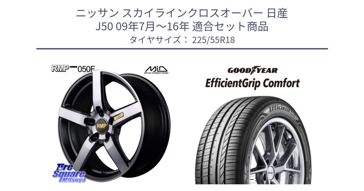 ニッサン スカイラインクロスオーバー 日産 J50 09年7月～16年 用セット商品です。MID RMP - 050F ガンメタ 18インチ と EffcientGrip Comfort サマータイヤ 225/55R18 の組合せ商品です。