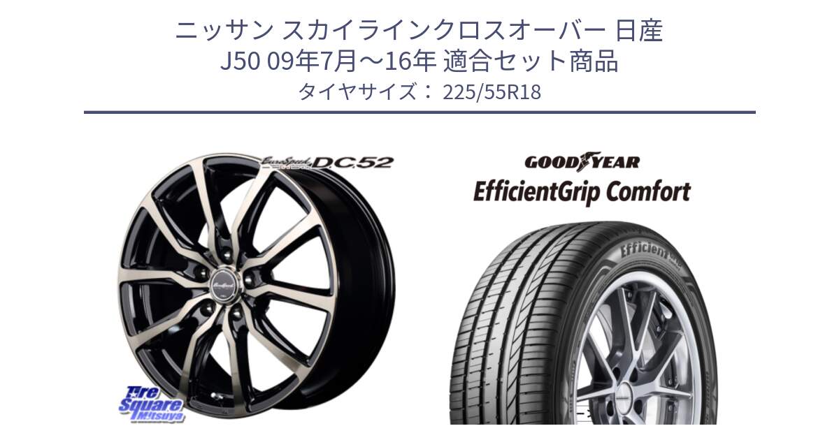 ニッサン スカイラインクロスオーバー 日産 J50 09年7月～16年 用セット商品です。MID EuroSpeed D.C.52 ホイール と EffcientGrip Comfort サマータイヤ 225/55R18 の組合せ商品です。