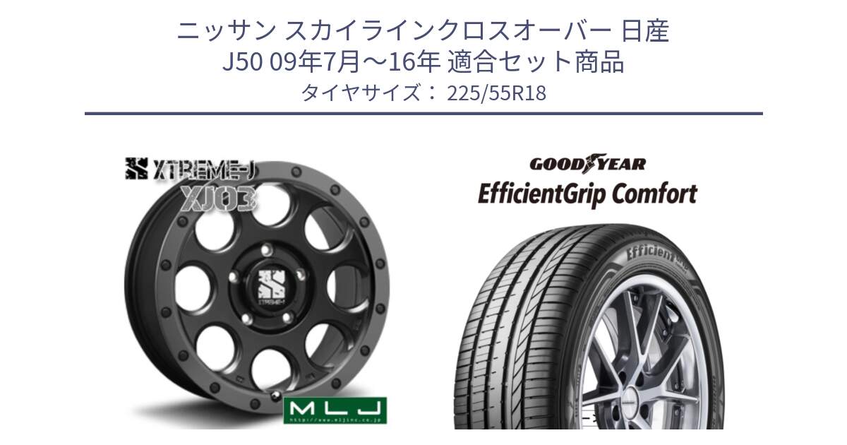 ニッサン スカイラインクロスオーバー 日産 J50 09年7月～16年 用セット商品です。XJ03 エクストリームJ XTREME-J ホイール 18インチ と EffcientGrip Comfort サマータイヤ 225/55R18 の組合せ商品です。