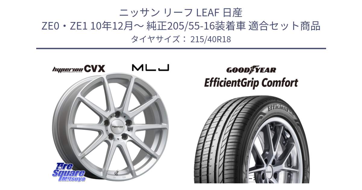 ニッサン リーフ LEAF 日産 ZE0・ZE1 10年12月～ 純正205/55-16装着車 用セット商品です。HYPERION CVX ハイペリオン  ホイール 18インチ と EffcientGrip Comfort サマータイヤ 215/40R18 の組合せ商品です。