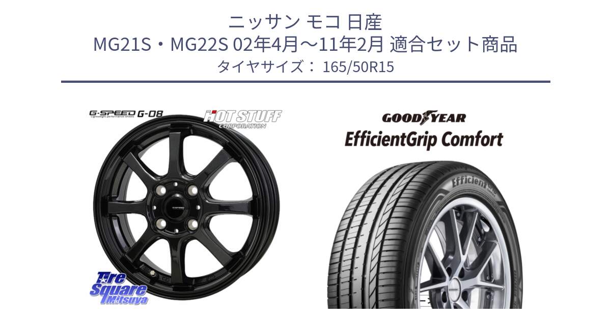 ニッサン モコ 日産 MG21S・MG22S 02年4月～11年2月 用セット商品です。G-SPEED G-08 ホイール 15インチ と EffcientGrip Comfort サマータイヤ 165/50R15 の組合せ商品です。