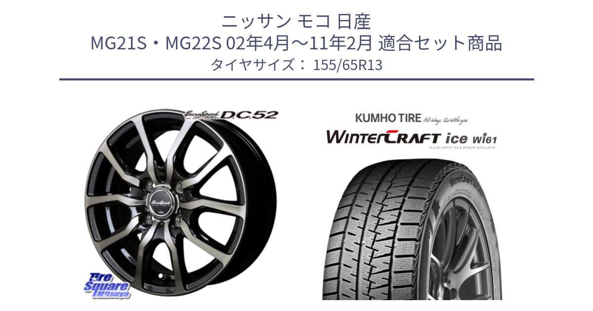 ニッサン モコ 日産 MG21S・MG22S 02年4月～11年2月 用セット商品です。MID EuroSpeed D.C.52 ホイール と WinTer PorTran CW61 ウインター ポートラン クムホ倉庫 スタッドレスタイヤ 155/65R13 の組合せ商品です。