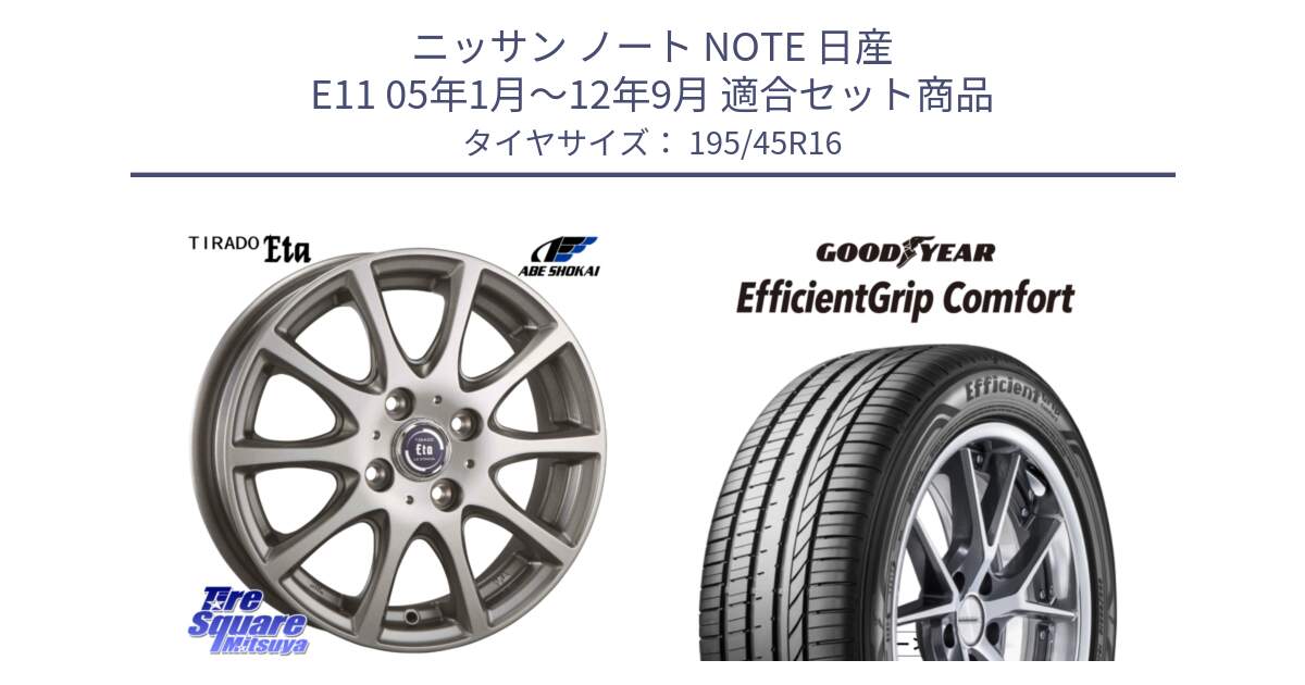 ニッサン ノート NOTE 日産 E11 05年1月～12年9月 用セット商品です。ティラード イータ と EffcientGrip Comfort サマータイヤ 195/45R16 の組合せ商品です。