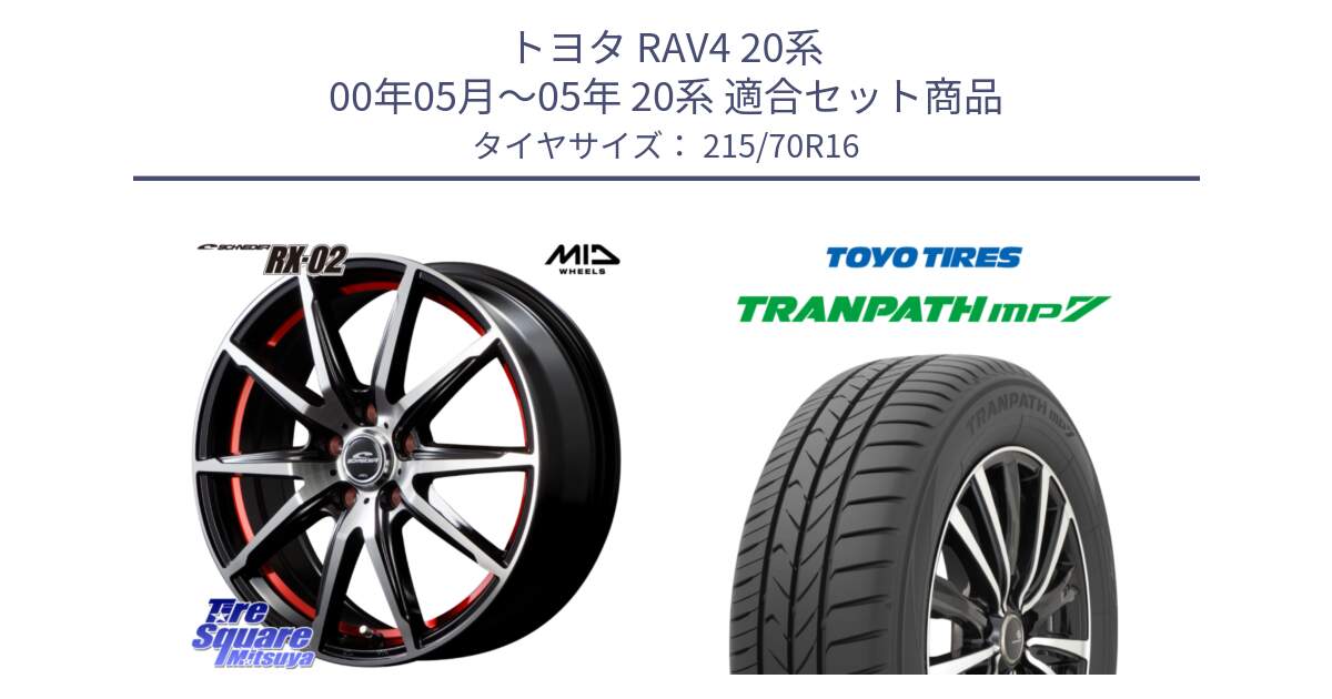 トヨタ RAV4 20系 00年05月～05年 20系 用セット商品です。MID SCHNEIDER シュナイダー RX02 RED 16インチ と トーヨー トランパス MP7 ミニバン TRANPATH サマータイヤ 215/70R16 の組合せ商品です。