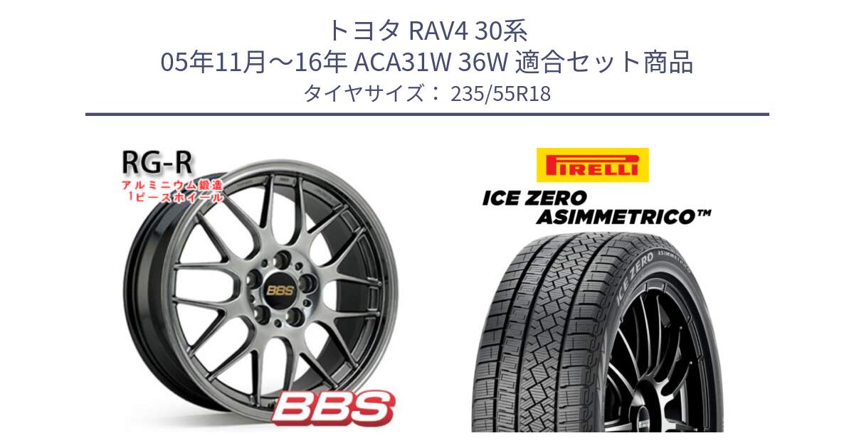 トヨタ RAV4 30系 05年11月～16年 ACA31W 36W 用セット商品です。RG-R 鍛造1ピース ホイール 18インチ と ICE ZERO ASIMMETRICO スタッドレス 235/55R18 の組合せ商品です。