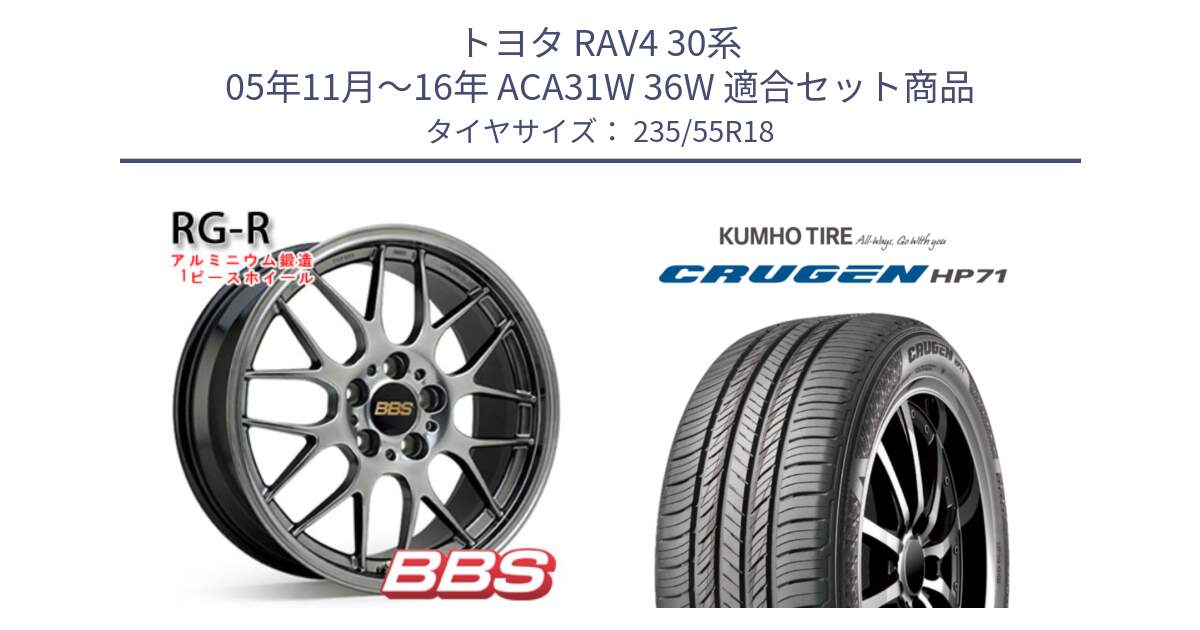 トヨタ RAV4 30系 05年11月～16年 ACA31W 36W 用セット商品です。RG-R 鍛造1ピース ホイール 18インチ と CRUGEN HP71 クルーゼン サマータイヤ 235/55R18 の組合せ商品です。