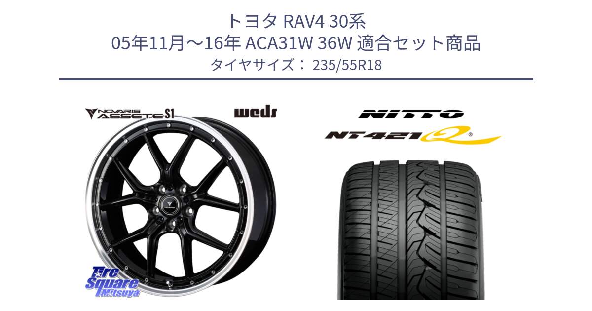 トヨタ RAV4 30系 05年11月～16年 ACA31W 36W 用セット商品です。41332 NOVARIS ASSETE S1 ホイール 18インチ と ニットー NT421Q サマータイヤ 235/55R18 の組合せ商品です。