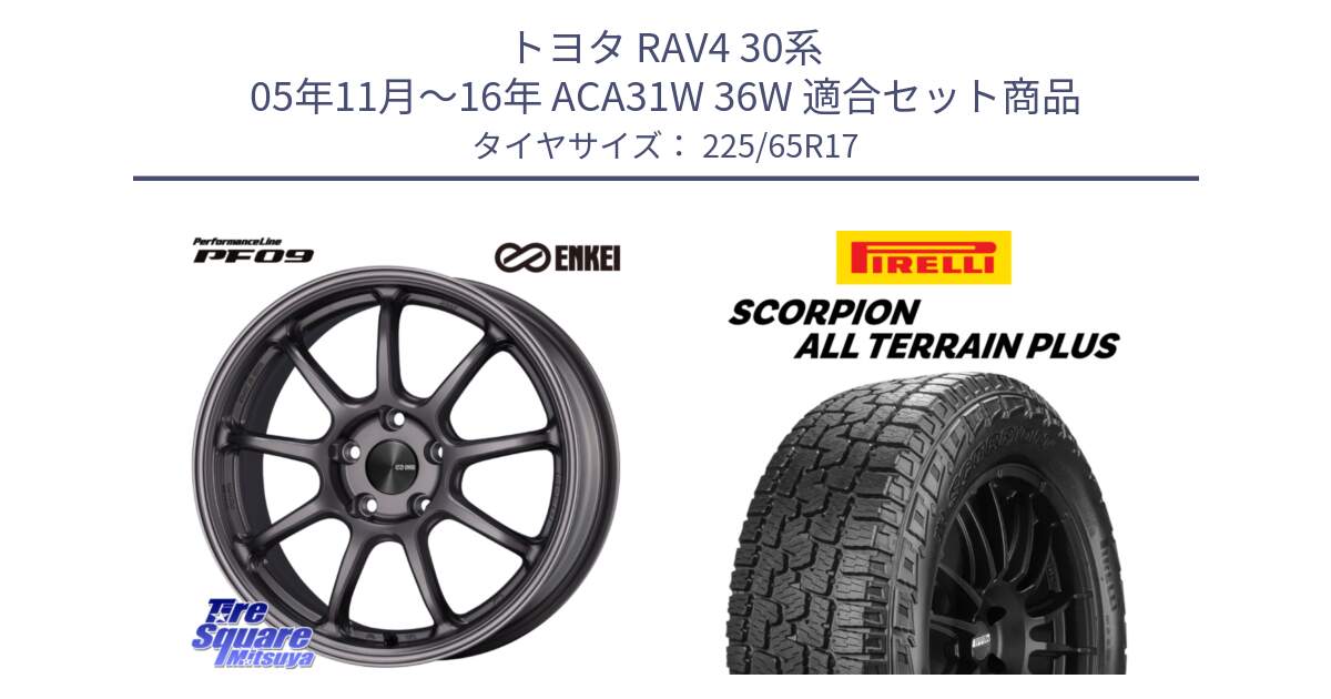 トヨタ RAV4 30系 05年11月～16年 ACA31W 36W 用セット商品です。PerformanceLine PF09 ホイール 4本 17インチ と 22年製 SCORPION ALL TERRAIN PLUS 並行 225/65R17 の組合せ商品です。