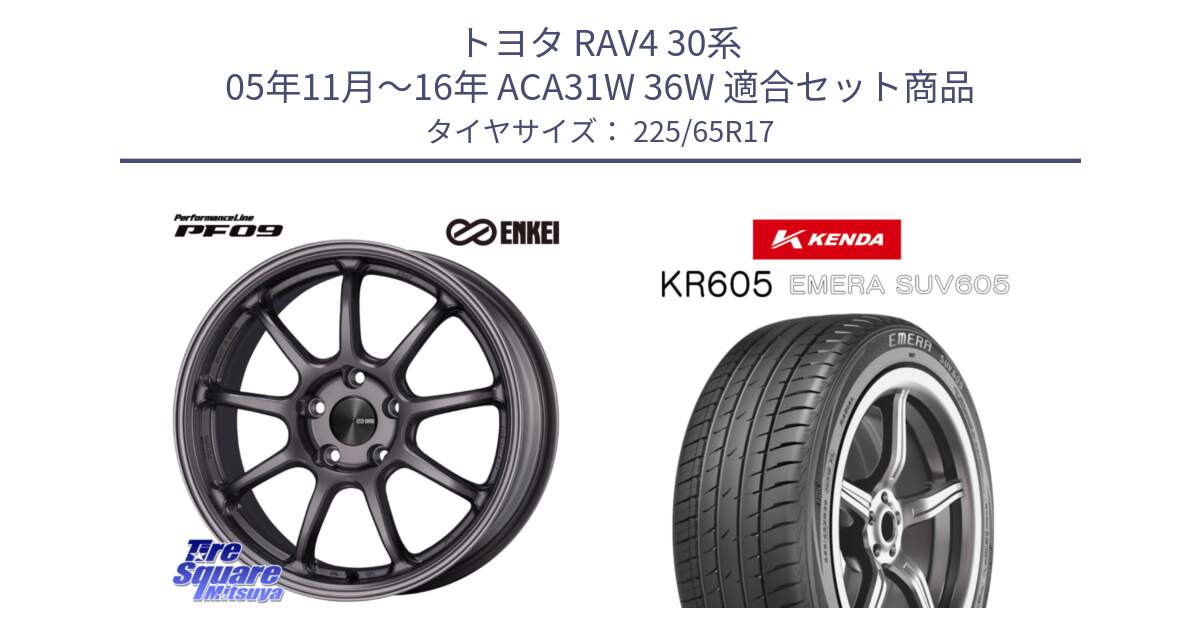 トヨタ RAV4 30系 05年11月～16年 ACA31W 36W 用セット商品です。PerformanceLine PF09 ホイール 4本 17インチ と ケンダ KR605 EMERA SUV 605 サマータイヤ 225/65R17 の組合せ商品です。