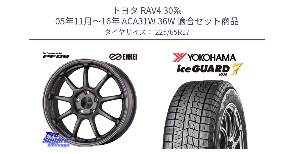 トヨタ RAV4 30系 05年11月～16年 ACA31W 36W 用セット商品です。PerformanceLine PF09 ホイール 4本 17インチ と R7096 ice GUARD7 IG70  アイスガード スタッドレス 225/65R17 の組合せ商品です。