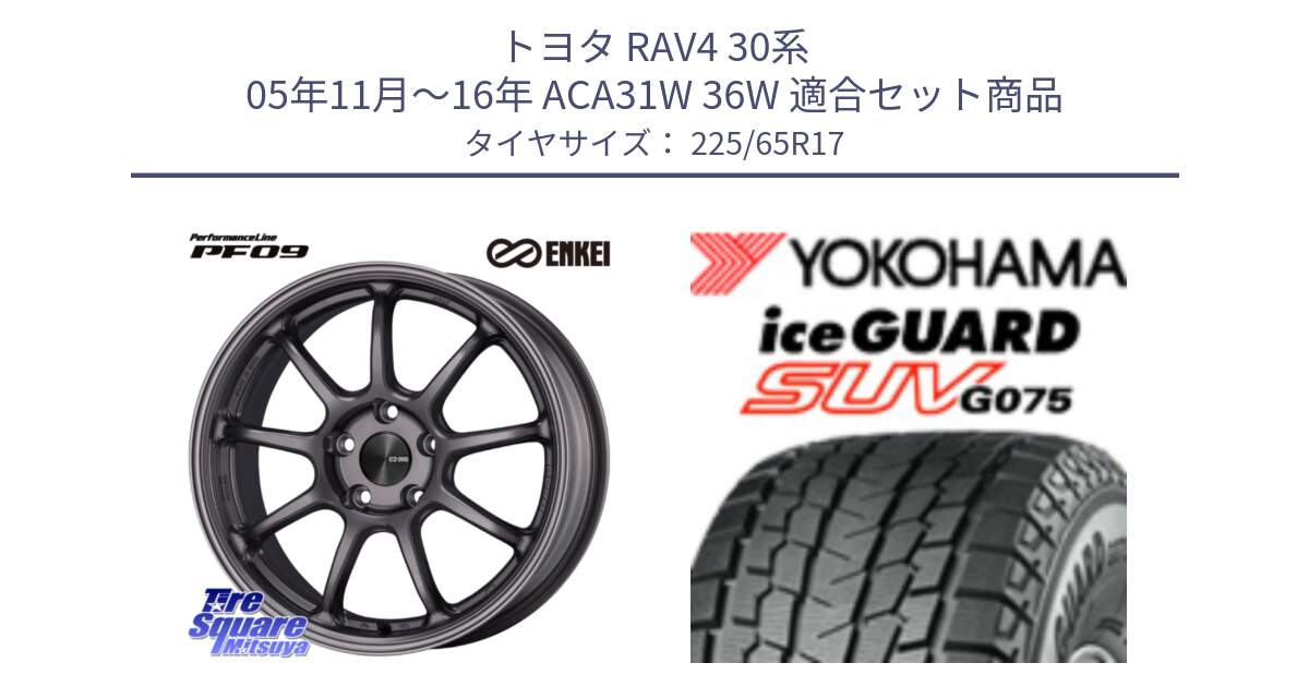 トヨタ RAV4 30系 05年11月～16年 ACA31W 36W 用セット商品です。PerformanceLine PF09 ホイール 4本 17インチ と R1570 iceGUARD SUV G075 アイスガード ヨコハマ スタッドレス 225/65R17 の組合せ商品です。