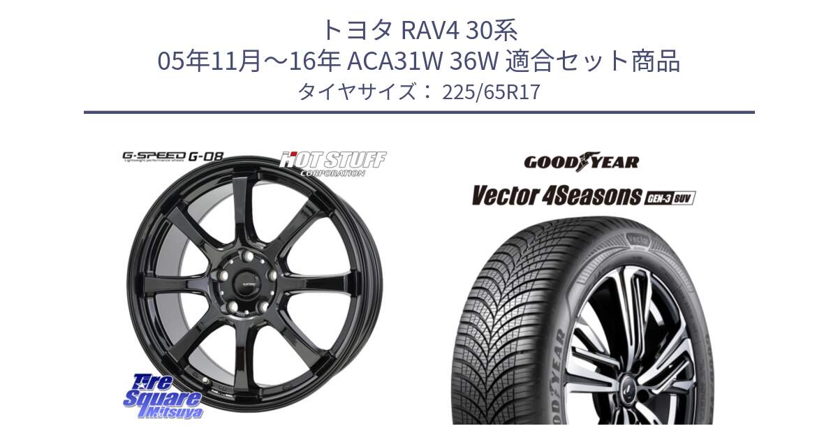 トヨタ RAV4 30系 05年11月～16年 ACA31W 36W 用セット商品です。G-SPEED G-08 ホイール 17インチ と 23年製 XL Vector 4Seasons SUV Gen-3 オールシーズン 並行 225/65R17 の組合せ商品です。