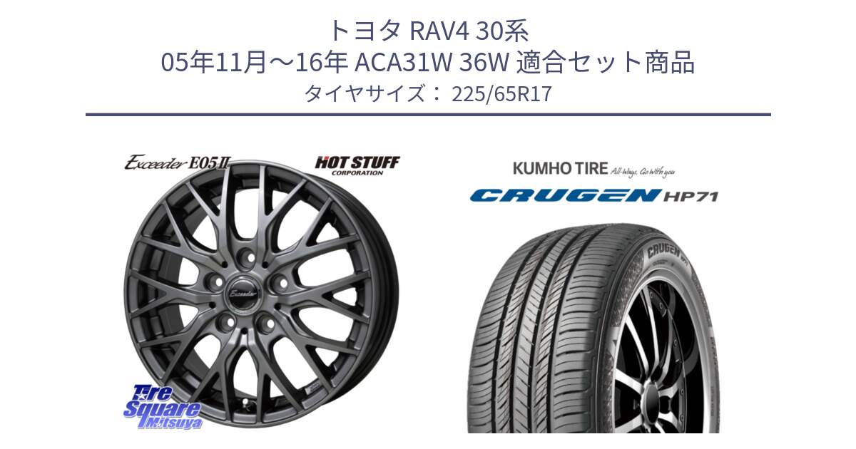 トヨタ RAV4 30系 05年11月～16年 ACA31W 36W 用セット商品です。Exceeder E05-2 ホイール 17インチ と CRUGEN HP71 クルーゼン サマータイヤ 225/65R17 の組合せ商品です。