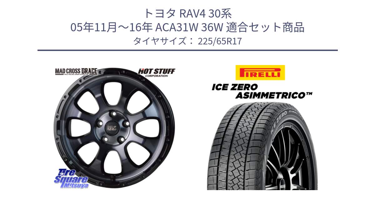 トヨタ RAV4 30系 05年11月～16年 ACA31W 36W 用セット商品です。マッドクロス グレイス BKC 5H 在庫● ホイール 17インチ と ICE ZERO ASIMMETRICO スタッドレス 225/65R17 の組合せ商品です。