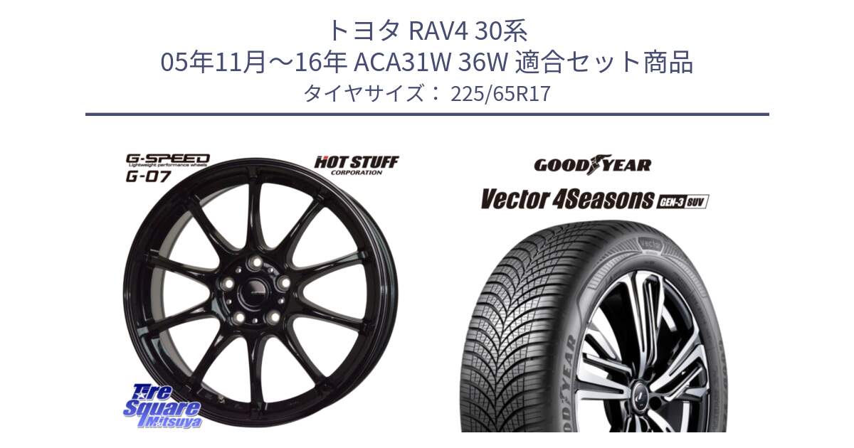 トヨタ RAV4 30系 05年11月～16年 ACA31W 36W 用セット商品です。G.SPEED G-07 ホイール 17インチ と 23年製 XL Vector 4Seasons SUV Gen-3 オールシーズン 並行 225/65R17 の組合せ商品です。