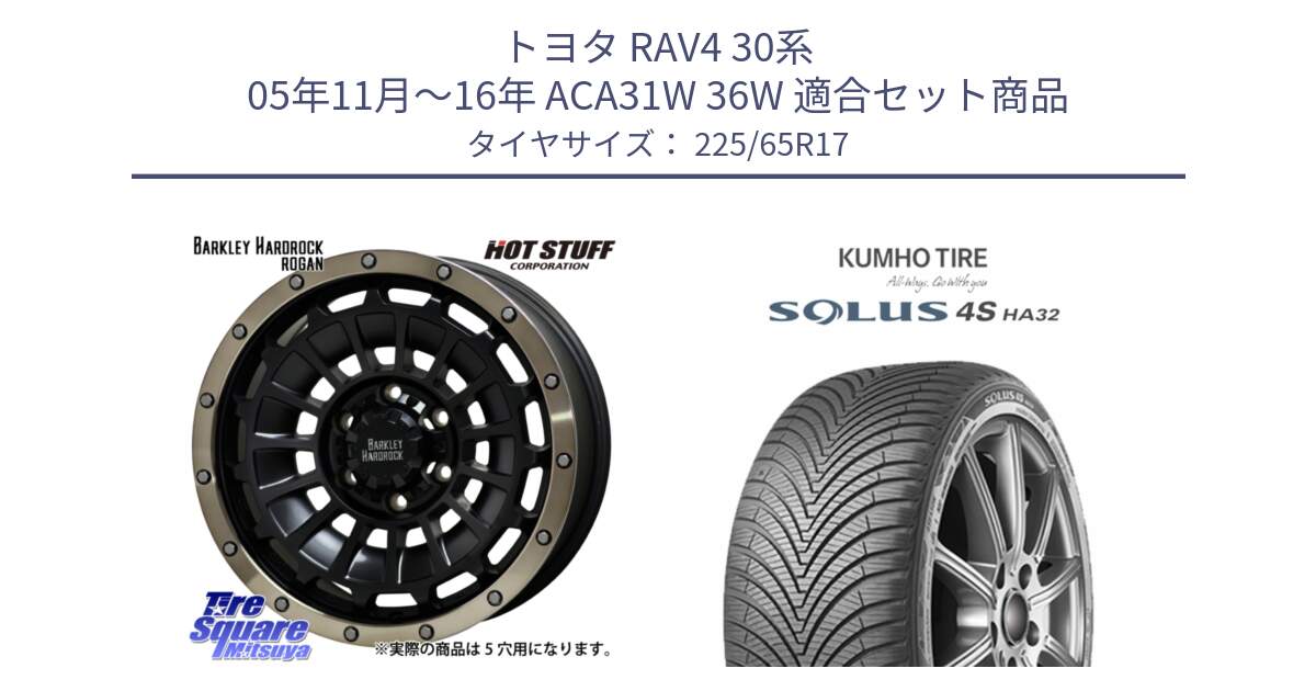 トヨタ RAV4 30系 05年11月～16年 ACA31W 36W 用セット商品です。ハードロック ローガン ホイール 17インチ と SOLUS 4S HA32 ソルウス オールシーズンタイヤ 225/65R17 の組合せ商品です。