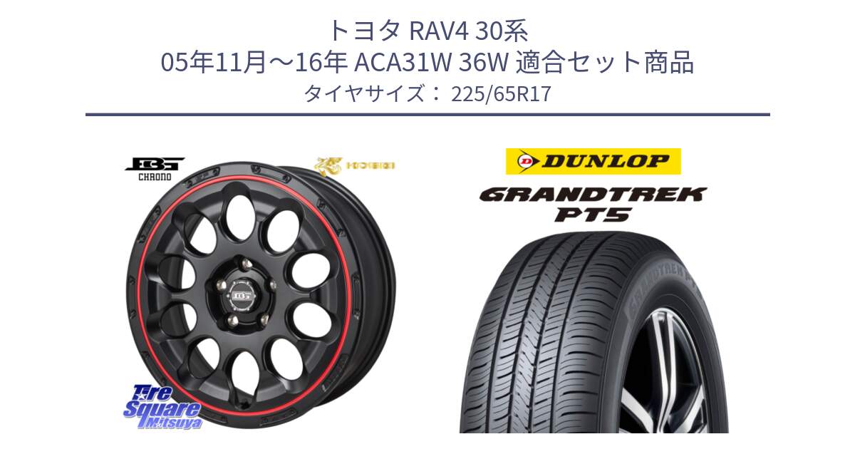 トヨタ RAV4 30系 05年11月～16年 ACA31W 36W 用セット商品です。ボトムガルシア CHRONO クロノ BKRED と ダンロップ GRANDTREK PT5 グラントレック サマータイヤ 225/65R17 の組合せ商品です。