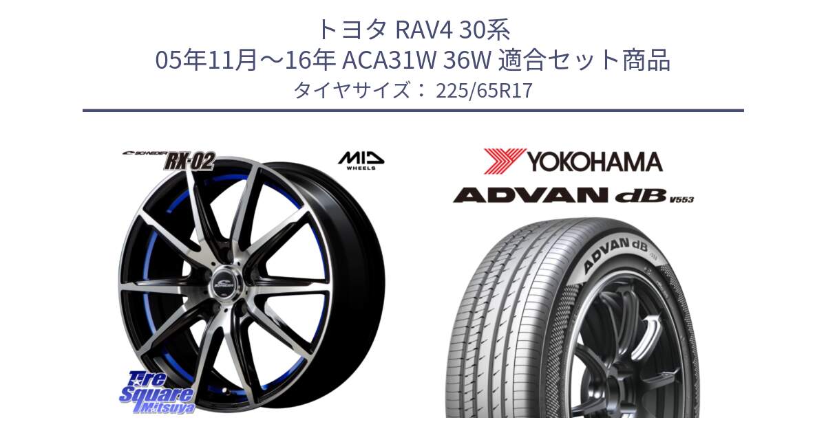 トヨタ RAV4 30系 05年11月～16年 ACA31W 36W 用セット商品です。MID SCHNEIDER シュナイダー RX02 17インチ と R9098 ヨコハマ ADVAN dB V553 225/65R17 の組合せ商品です。