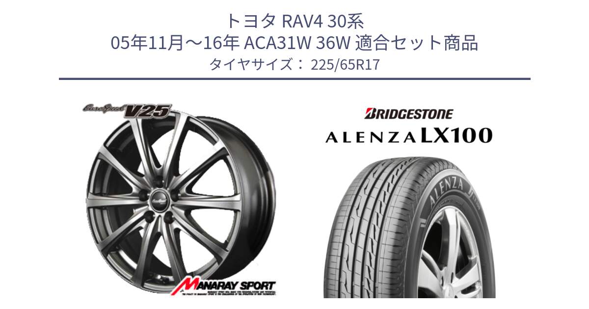 トヨタ RAV4 30系 05年11月～16年 ACA31W 36W 用セット商品です。MID EuroSpeed ユーロスピード V25 ホイール 17インチ と ALENZA アレンザ LX100  サマータイヤ 225/65R17 の組合せ商品です。