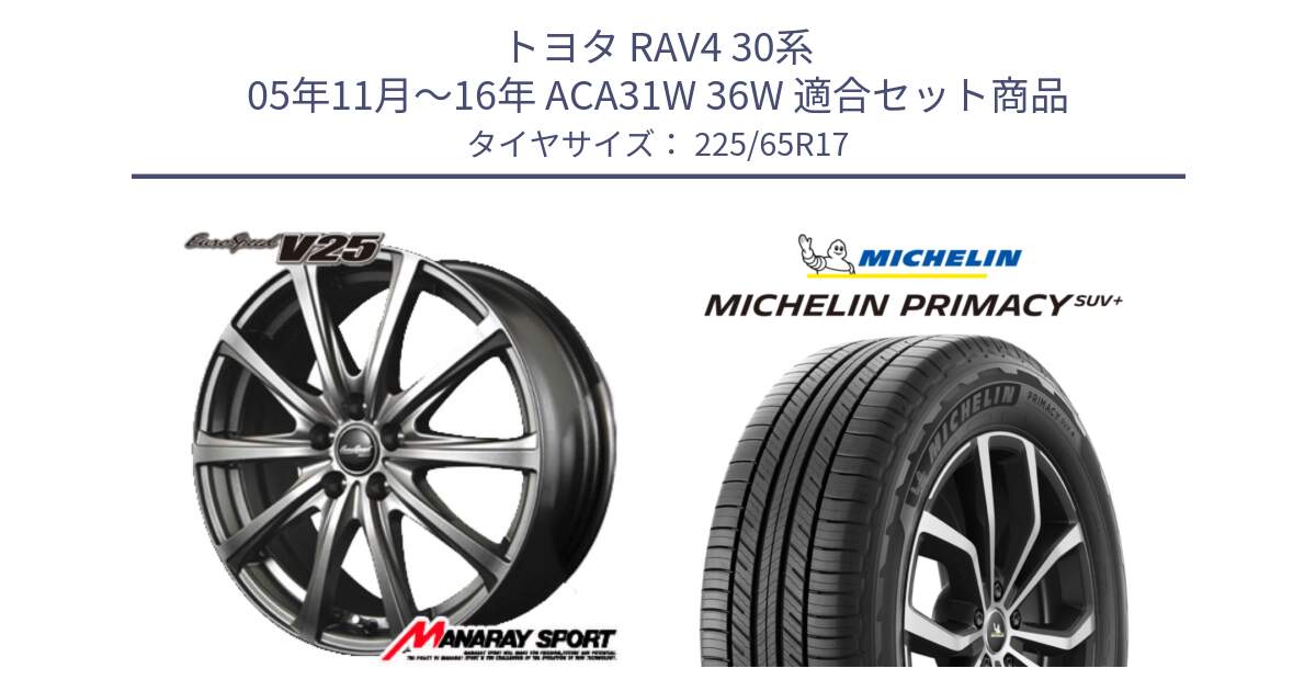 トヨタ RAV4 30系 05年11月～16年 ACA31W 36W 用セット商品です。MID EuroSpeed ユーロスピード V25 ホイール 17インチ と PRIMACY プライマシー SUV+ 106H XL 正規 225/65R17 の組合せ商品です。