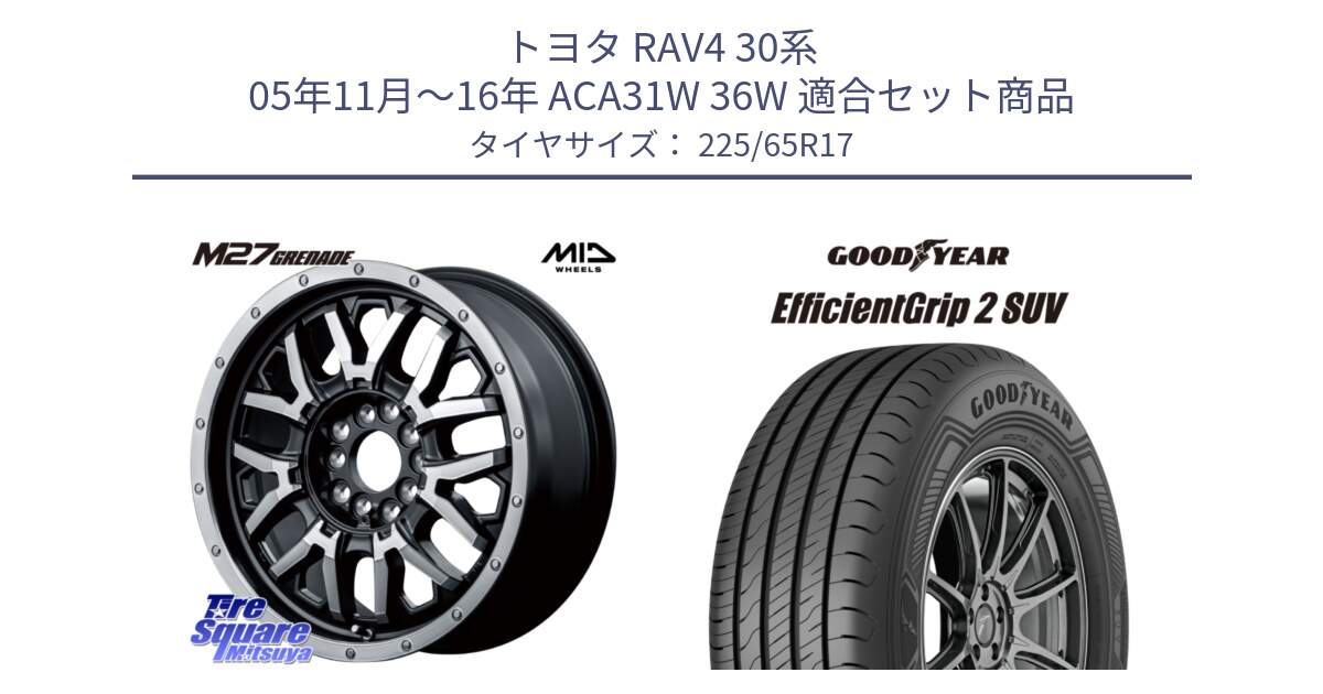 トヨタ RAV4 30系 05年11月～16年 ACA31W 36W 用セット商品です。NITRO POWER ナイトロパワー M27 GRENADE グレネード 5ホールマルチ と 23年製 EfficientGrip 2 SUV 並行 225/65R17 の組合せ商品です。