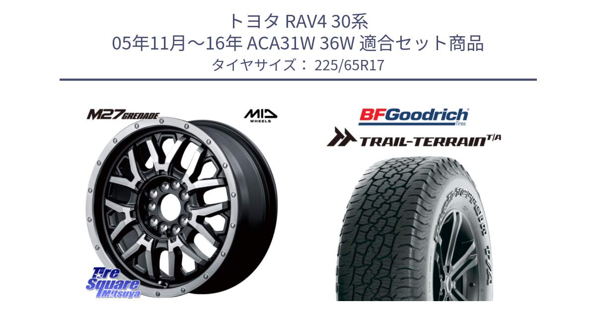 トヨタ RAV4 30系 05年11月～16年 ACA31W 36W 用セット商品です。NITRO POWER ナイトロパワー M27 GRENADE グレネード 5ホールマルチ と Trail-Terrain TA トレイルテレーンT/A アウトラインホワイトレター 225/65R17 の組合せ商品です。