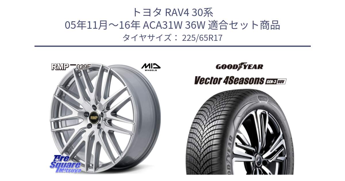 トヨタ RAV4 30系 05年11月～16年 ACA31W 36W 用セット商品です。MID RMP-029F ホイール 17インチ と 23年製 XL Vector 4Seasons SUV Gen-3 オールシーズン 並行 225/65R17 の組合せ商品です。