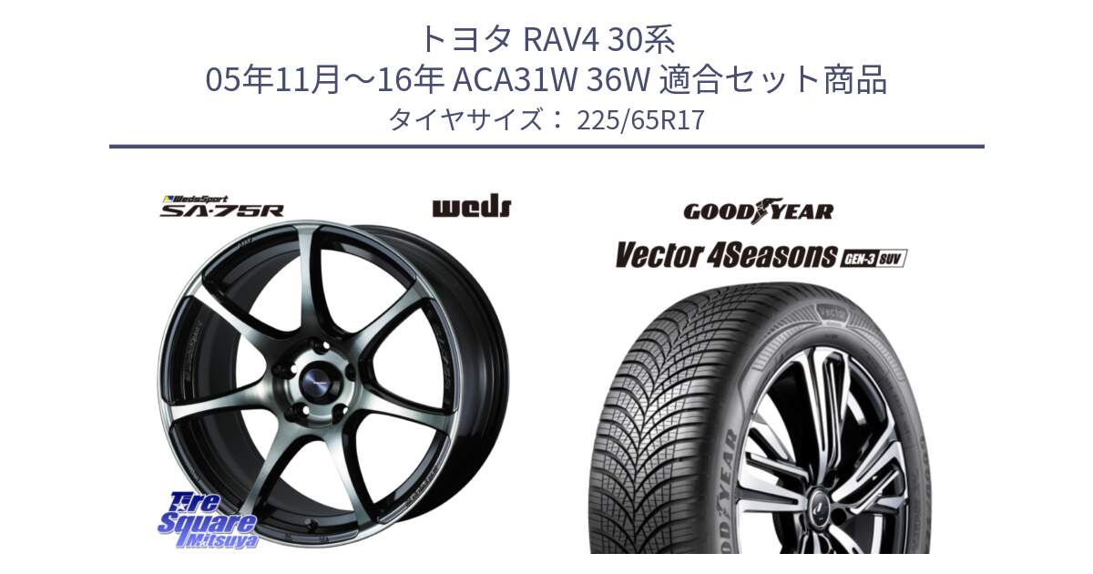 トヨタ RAV4 30系 05年11月～16年 ACA31W 36W 用セット商品です。73982 ウェッズ スポーツ SA75R SA-75R 17インチ と 23年製 XL Vector 4Seasons SUV Gen-3 オールシーズン 並行 225/65R17 の組合せ商品です。