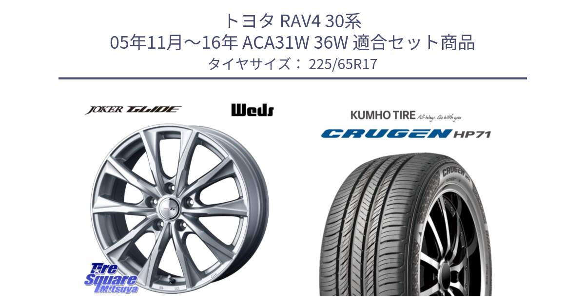 トヨタ RAV4 30系 05年11月～16年 ACA31W 36W 用セット商品です。JOKER GLIDE ホイール 4本 17インチ と CRUGEN HP71 クルーゼン サマータイヤ 225/65R17 の組合せ商品です。