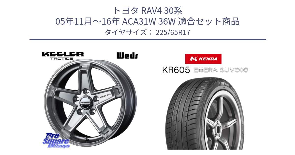 トヨタ RAV4 30系 05年11月～16年 ACA31W 36W 用セット商品です。KEELER TACTICS シルバー ホイール 4本 17インチ と ケンダ KR605 EMERA SUV 605 サマータイヤ 225/65R17 の組合せ商品です。