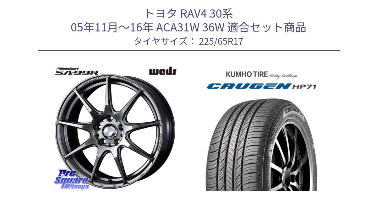 トヨタ RAV4 30系 05年11月～16年 ACA31W 36W 用セット商品です。ウェッズ スポーツ SA99R SA-99R PSB 17インチ と CRUGEN HP71 クルーゼン サマータイヤ 225/65R17 の組合せ商品です。