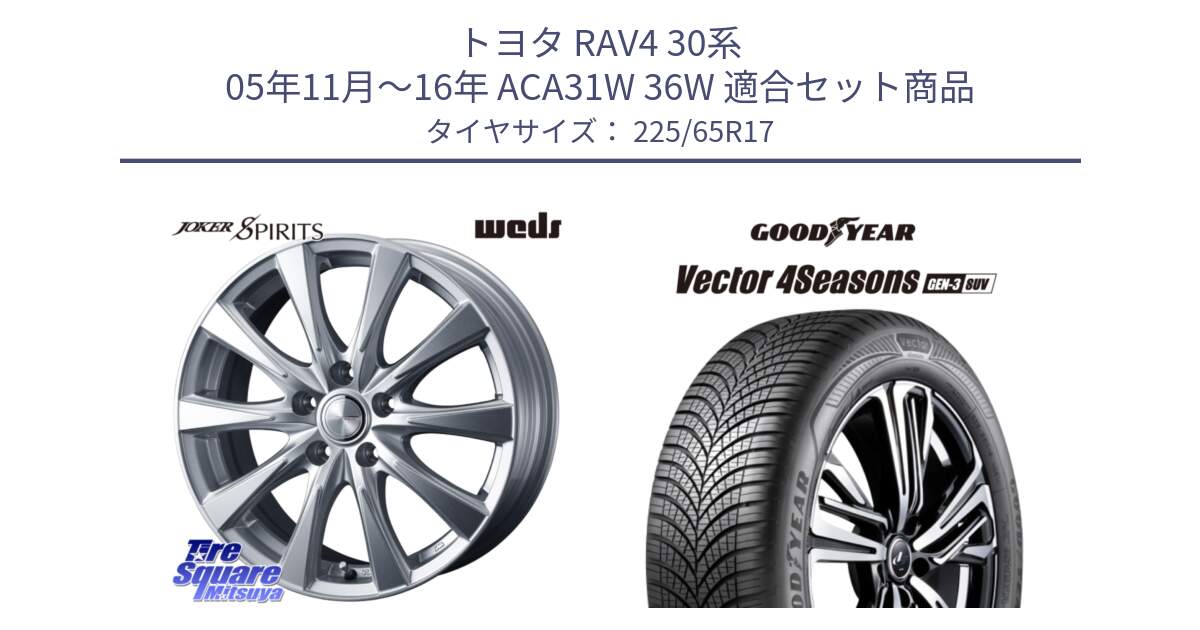 トヨタ RAV4 30系 05年11月～16年 ACA31W 36W 用セット商品です。ジョーカースピリッツ 平座仕様(レクサス・トヨタ専用) ホイール 17インチ と 23年製 XL Vector 4Seasons SUV Gen-3 オールシーズン 並行 225/65R17 の組合せ商品です。