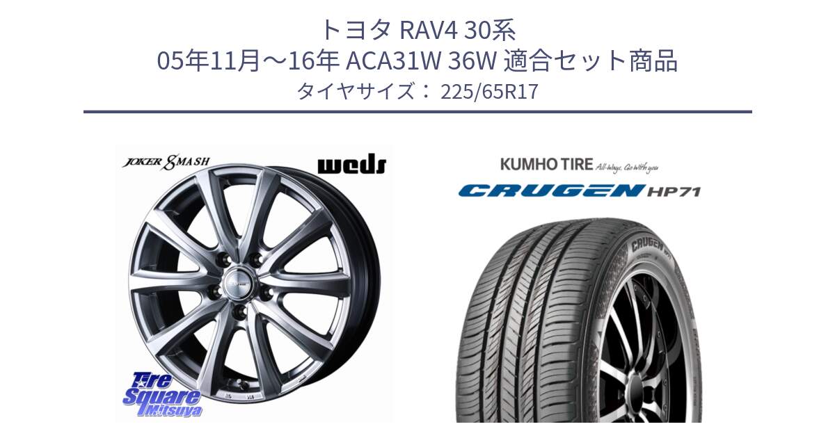 トヨタ RAV4 30系 05年11月～16年 ACA31W 36W 用セット商品です。JOKER SMASH 平座仕様(レクサス・トヨタ専用) ホイール 17インチ と CRUGEN HP71 クルーゼン サマータイヤ 225/65R17 の組合せ商品です。