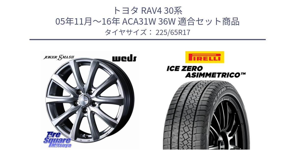 トヨタ RAV4 30系 05年11月～16年 ACA31W 36W 用セット商品です。JOKER SMASH ホイール 17インチ と ICE ZERO ASIMMETRICO スタッドレス 225/65R17 の組合せ商品です。