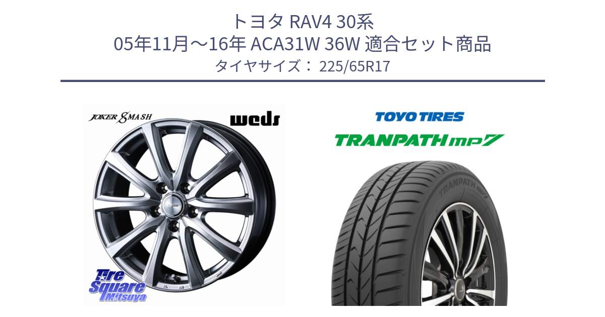 トヨタ RAV4 30系 05年11月～16年 ACA31W 36W 用セット商品です。JOKER SMASH ホイール 17インチ と トーヨー トランパス MP7 ミニバン TRANPATH サマータイヤ 225/65R17 の組合せ商品です。