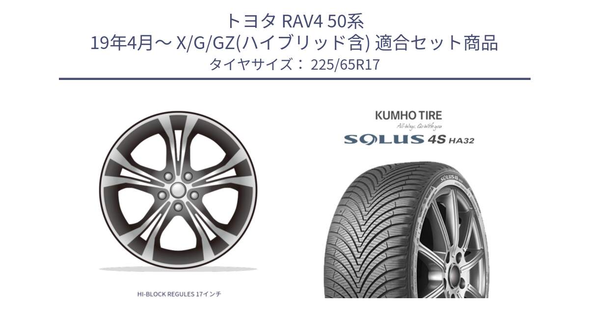 トヨタ RAV4 50系 19年4月～ X/G/GZ(ハイブリッド含) 用セット商品です。HI-BLOCK REGULES 17インチ と SOLUS 4S HA32 ソルウス オールシーズンタイヤ 225/65R17 の組合せ商品です。